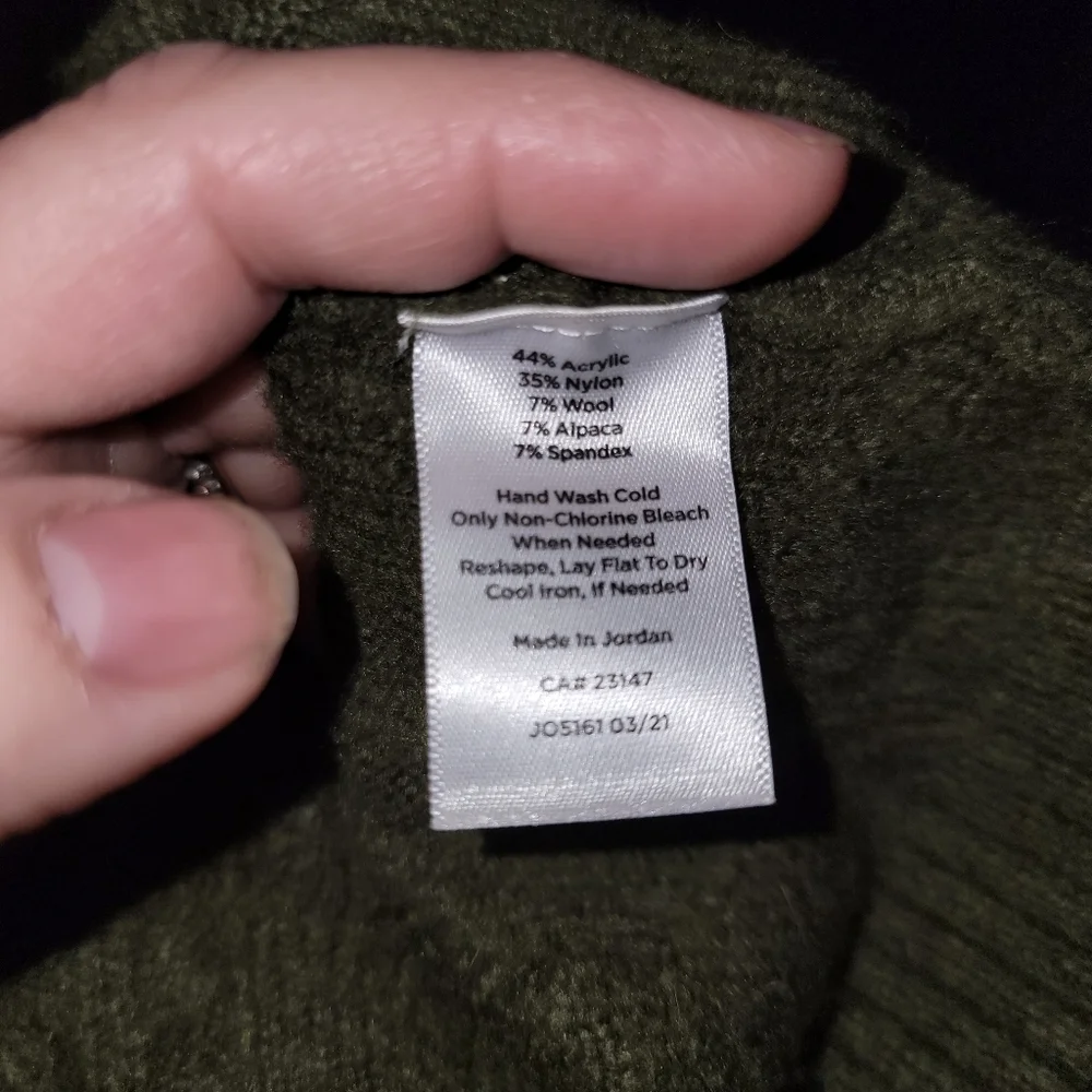 Talbots Cable Knit Cardigan Sweater Olive Green Size Medium Petite